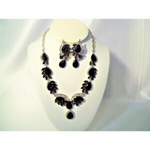 Purple rhinestone necklace wedding MOB prom party  evening drag queen necklace